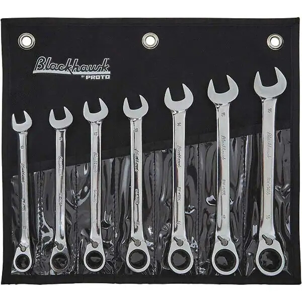 7pc Blackhawk By Proto Reverse Gear Ratcheting Wrench Set 12-PT Metric BW-1407MS gallery