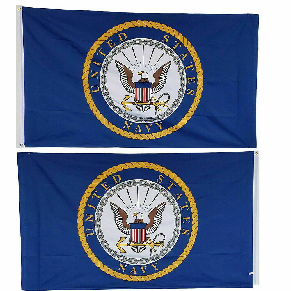 3X5 US Navy EMBLEM LOGO DOUBLE SIDED 2ply FLAG 3ft x 5ft Banner GROMMETS 200D gallery
