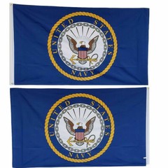 3X5 US Navy EMBLEM LOGO DOUBLE SIDED 2ply FLAG 3ft x 5ft Banner GROMMETS 200D