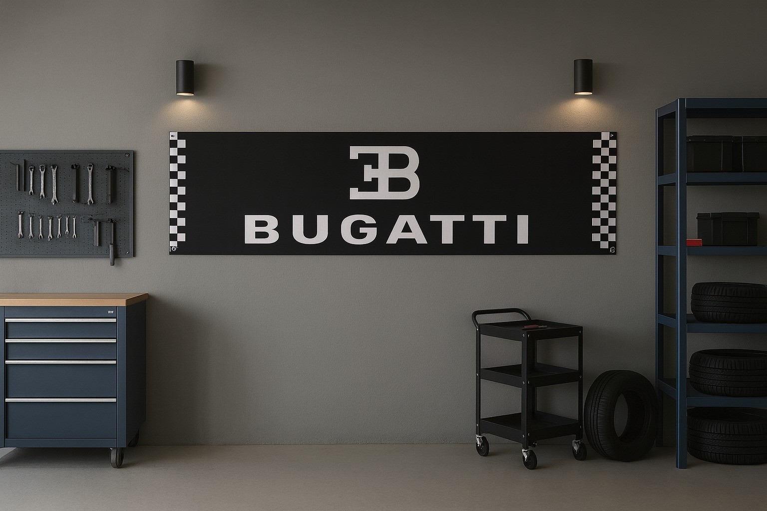 Black Hypercar Inspired Logo Banner Garage Wall Art Decor Man Cave Sign 71x24" gallery