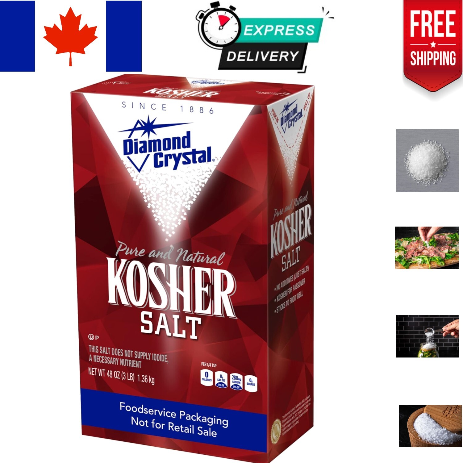 Pure Kosher Salt 1.36 kg - Coarse Crystals for Simple, Flavorful Cooking gallery