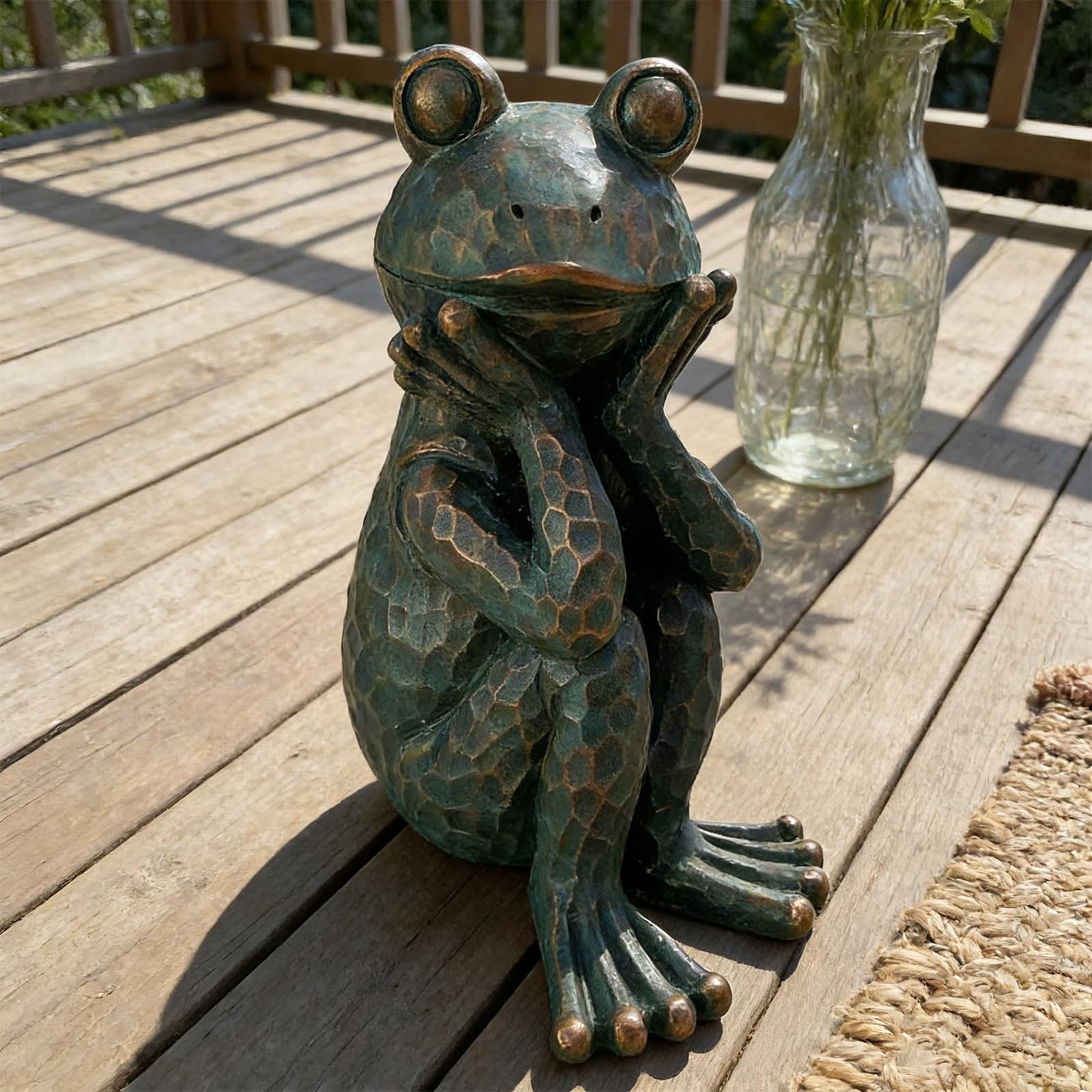 "10” Handcrafted Resin Frog Sculpture for Garden, Indoor & Outdoor Decor" gallery