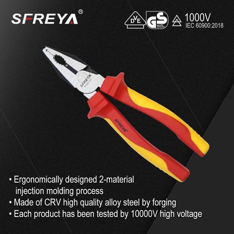 1000V Insulated High Leverage Combination Pliers Chrome Vanadium F8001 8 Inch gallery