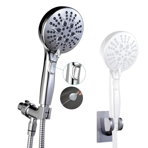 GwernKB Handheld Shower Head with on off Switch&Built-in Power Spray,7 Silver gallery