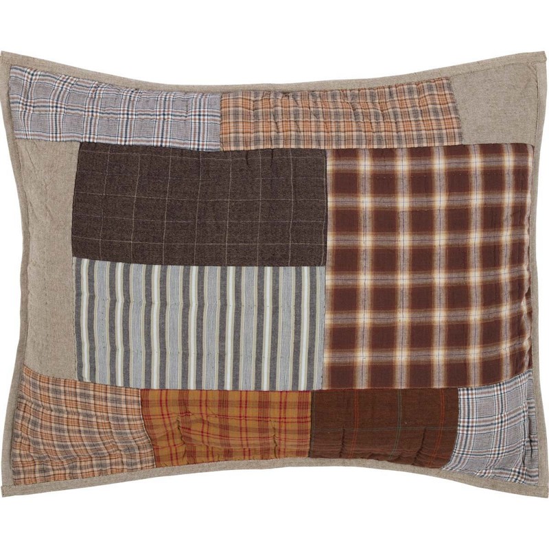 Rustic Standard Sham Grey Patchwork Rory Chambray Hand Bedroom Decor VHC Brands gallery