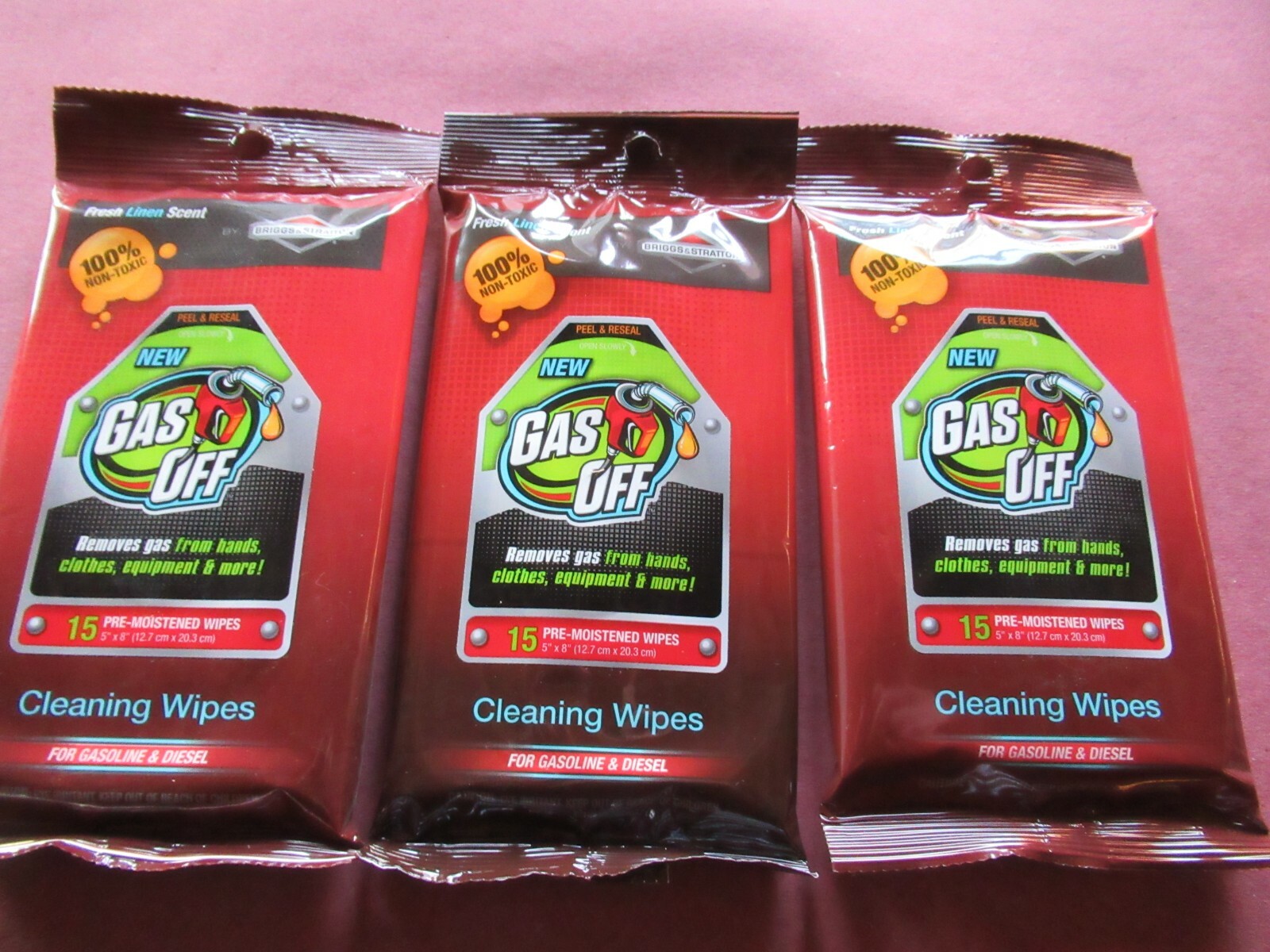 3 count 15 PACK - Briggs & Stratton® Gas Off™ Cleaning Wipes - MADE IN USA ***** gallery