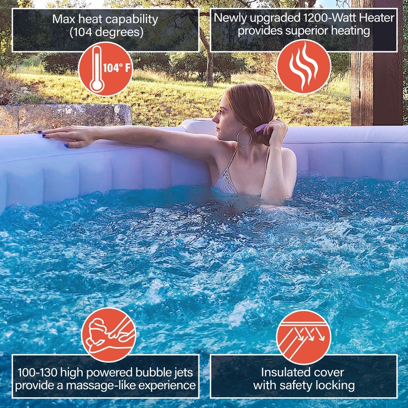 ALEKO Inflatable Improved Version 6 Prs Hot Tub 265 Gallon Up to 130 Bubble Jets gallery