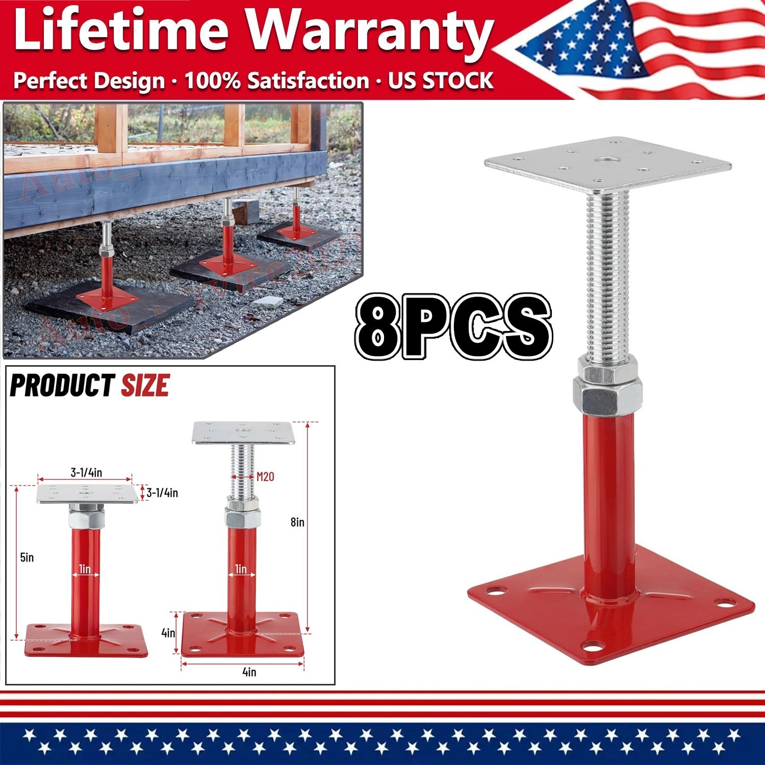 8 Pack House Jacks Adjustable 5''-8'' for Leveling Floor Jack Post Floor Jack gallery