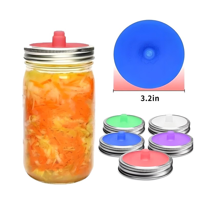 5PCS Mason Jar Fermenting Lid Silicone Waterless Airlock Auto Vent Mold Free gallery