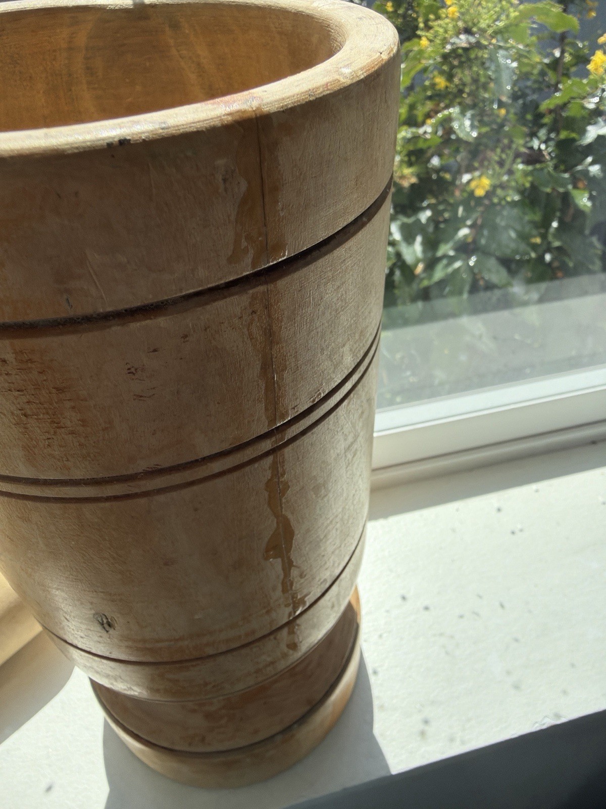 Brown Wooden Mortar & Pestle Set Solid Plain Light Yellow Wood Tone gallery