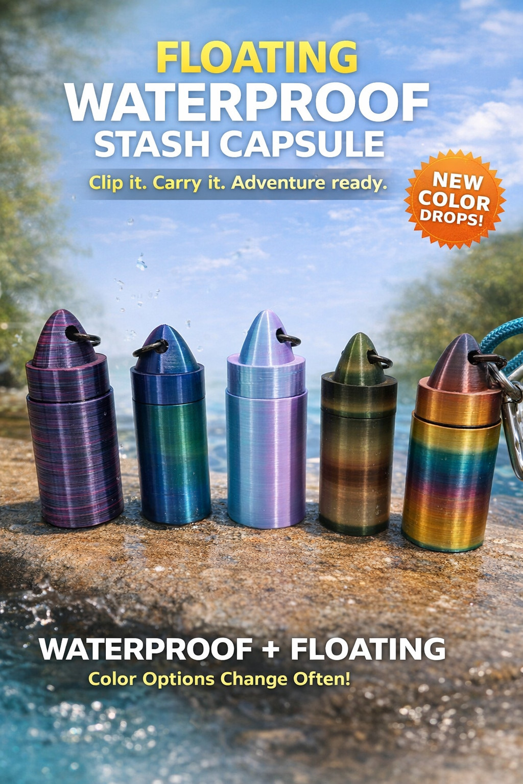 Waterproof EDC Storage Capsule with Clip – Floating Outdoor Utility Container