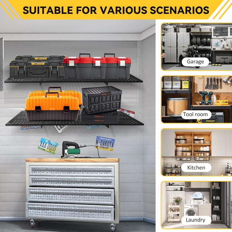 Heavy Duty 2-Pack Adjustable Garage Wall Shelves, 800 Lb Capacity gallery