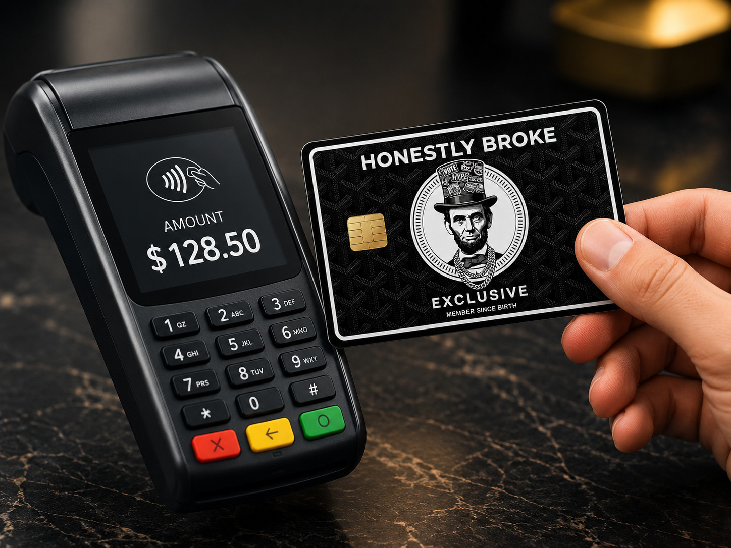 Black & Silver Black Silver Honestly Broke Lincoln Credit Card Skin Debit Card gallery