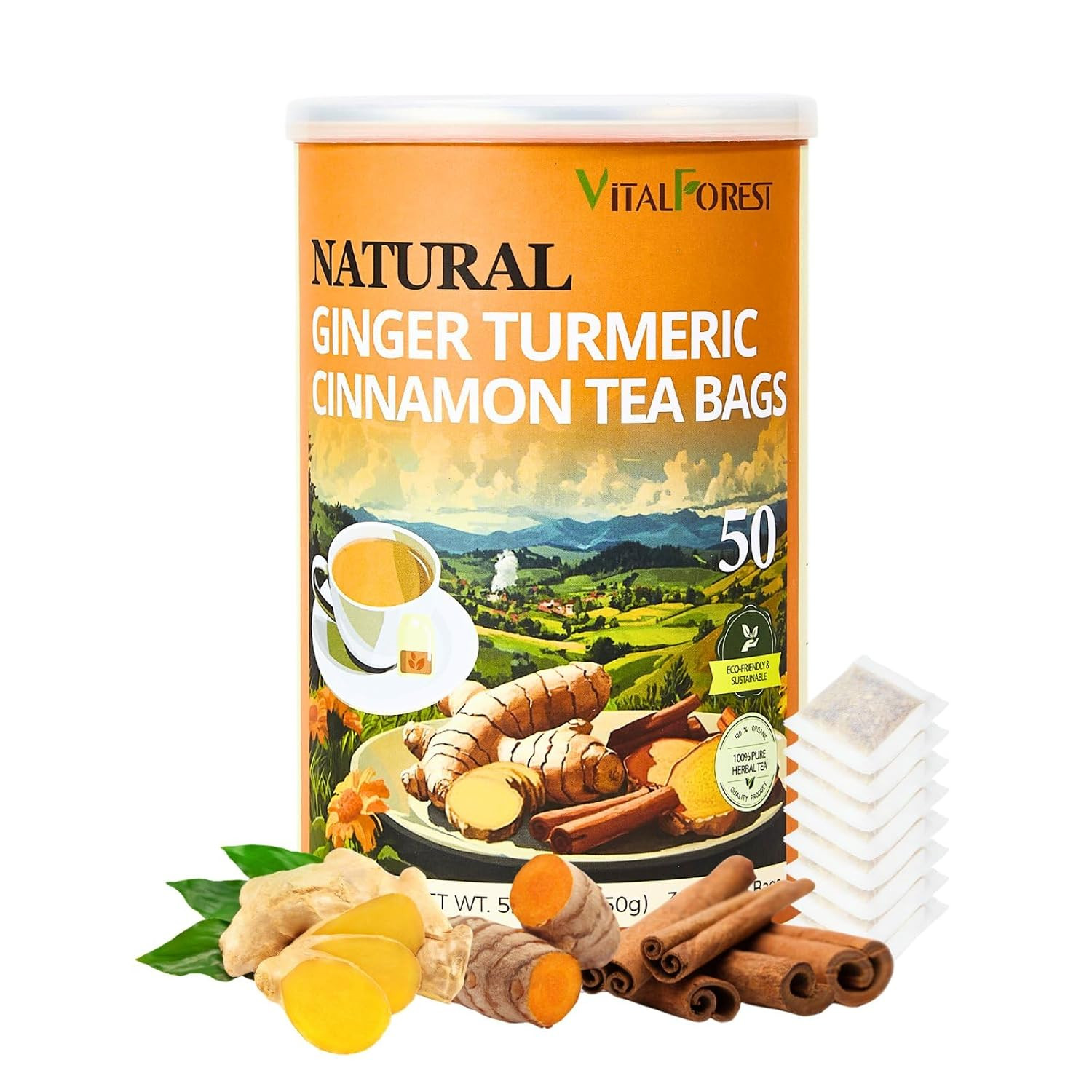 50 Premium Turmeric Ginger Cinnamon Tea Bags| Natural Ginger Tea Bags| Pure Tur gallery