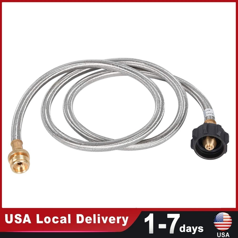 6FT Stainless Braided Propane Hose Adapter 1lb to 20lb for Buddy Heaters Hose gallery