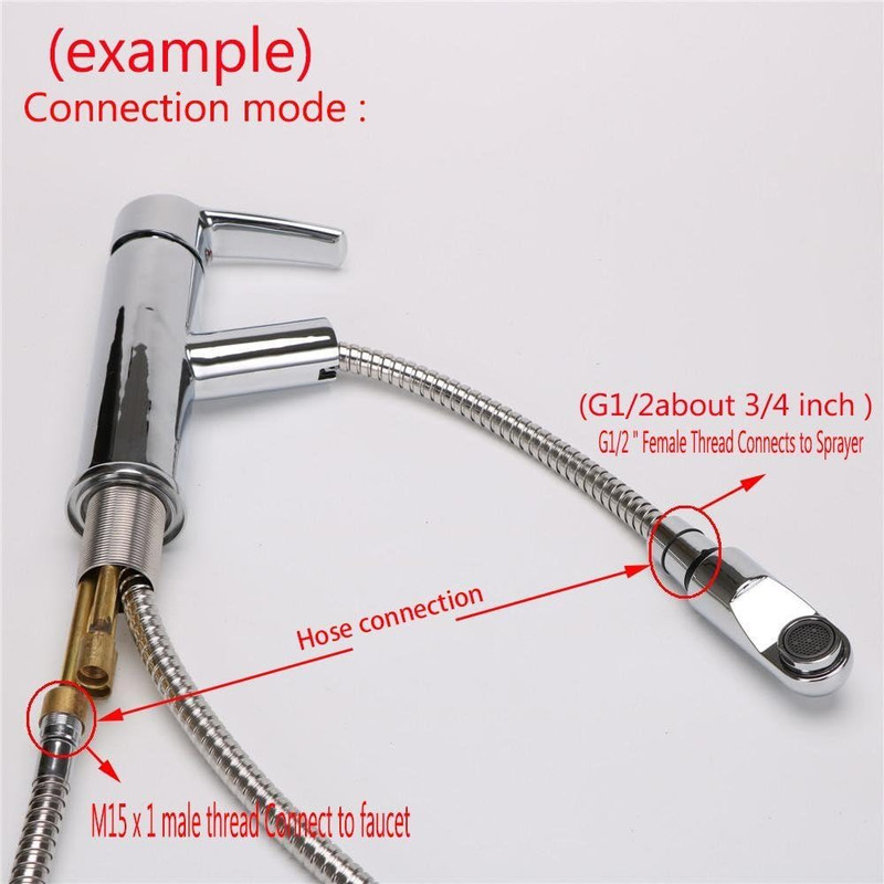 Kitchen Pull down Sink Faucet Spray Head Hose Replacement Part - Stainless Steel gallery