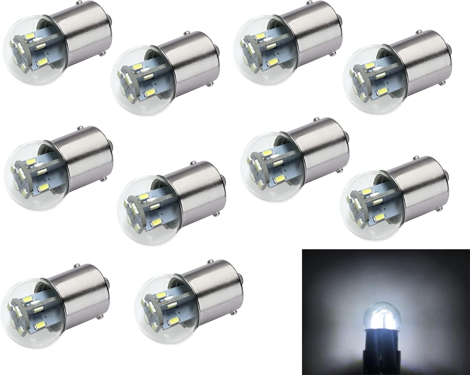 Bright White LED Miniature Bulb Replacements for Vehicles - 12/14VDC, 10-Pack gallery