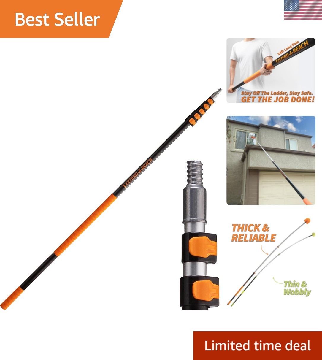 5-24ft Telescoping Extension Pole - Lightweight, Durable; Ideal for Painting gallery