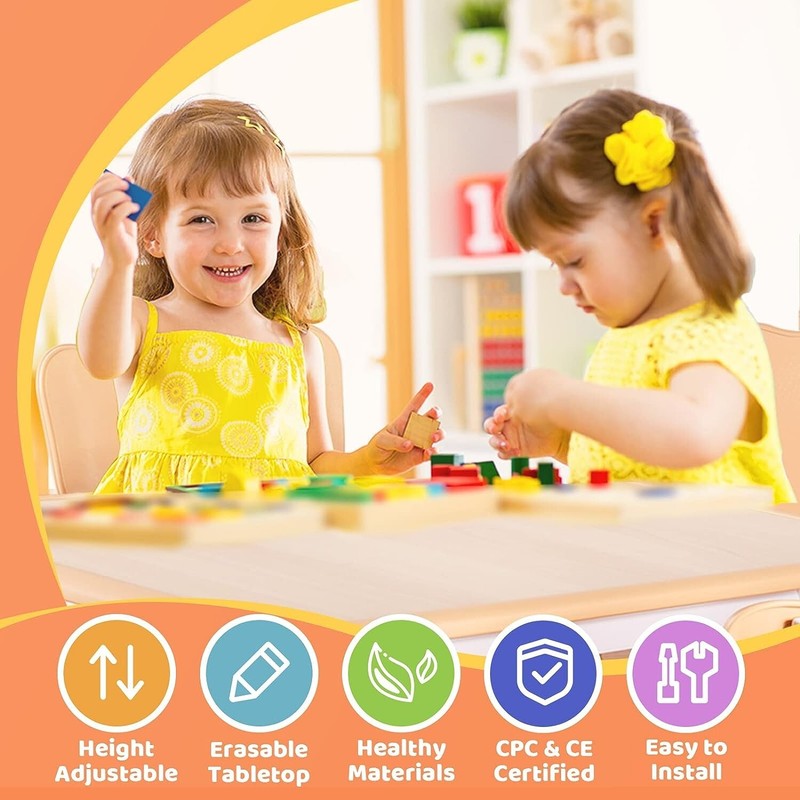 Sturdy & Versatile Height Adjustable Kids Table - Ages 3-8 - CPC & CE Approved gallery