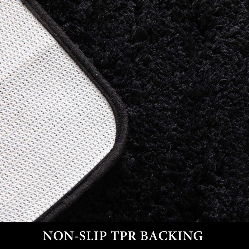 24x60" Black Bathroom Runner Rug Long Bath Mat Machine Washable Absorbent gallery