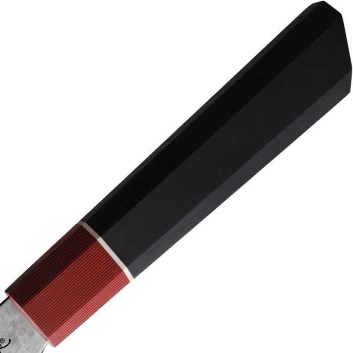 BenchMark Kitchen Chef's Knife 8" Damascus Steel Blade Black/Red G10 Handle gallery