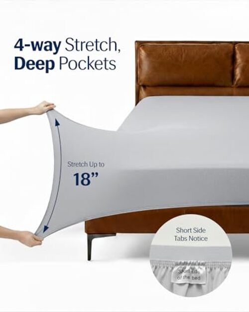 Evercool+ Cooling Sheet Set, Breathable Bed Sheets for Hot Twin XL Light Gray gallery