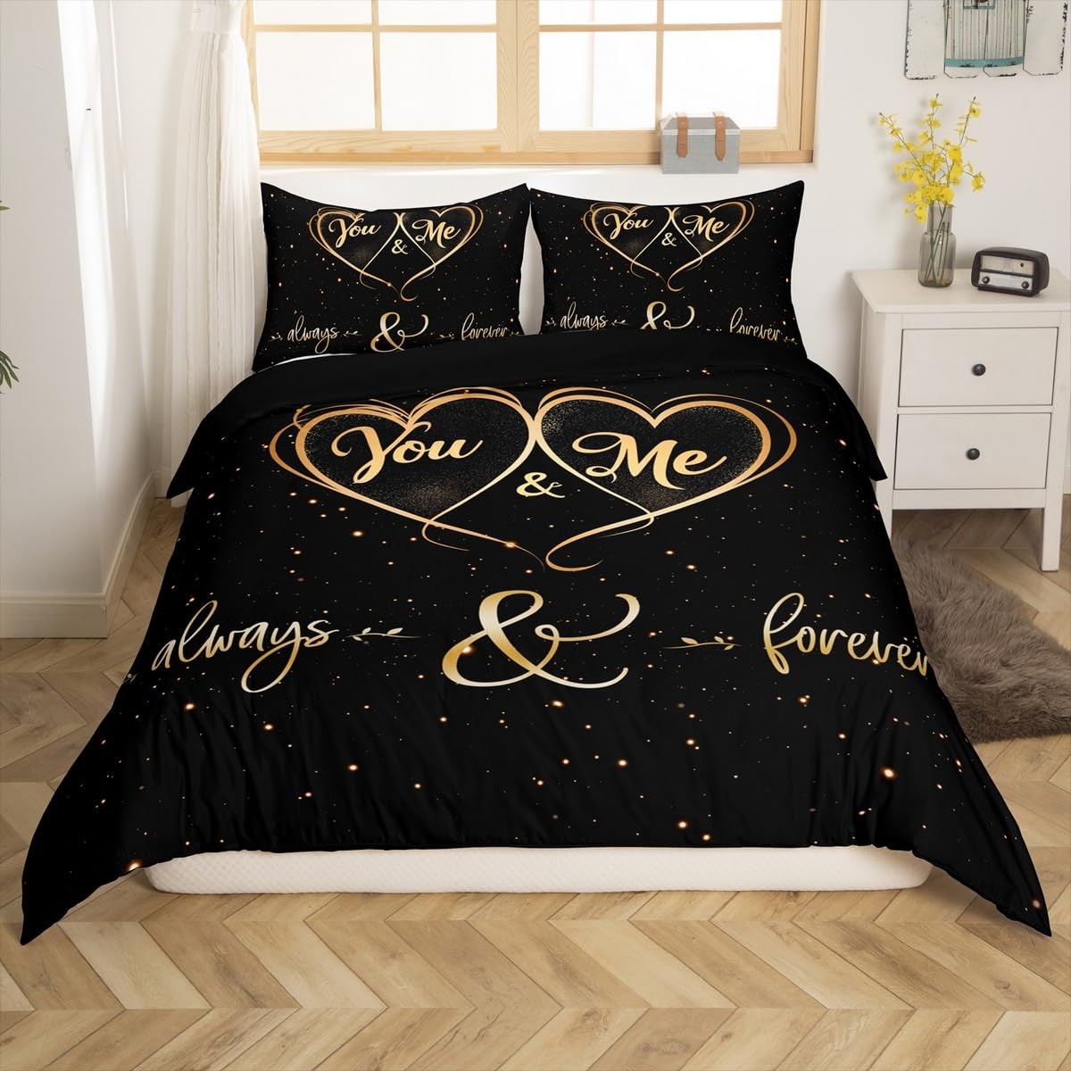 Mr Mrs Bedding Set You and Me Comforter Cover for Couple Lover Men Women Funn... gallery