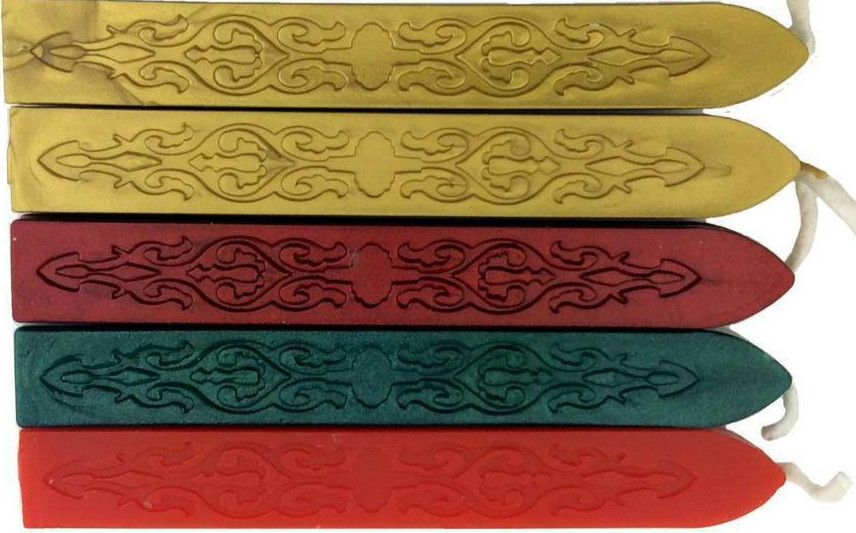 Red, Green, Cranberry & Gold Assortment Sealing Wax (with wicks), 5 Sticks total gallery