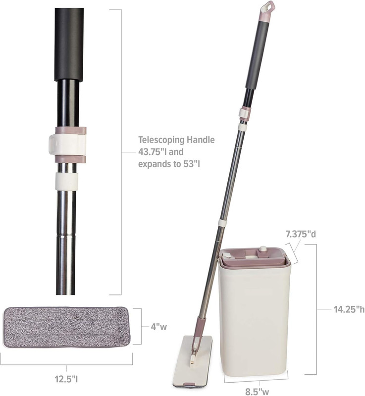 Flat Mop and Bucket Set Microfiber Pads Self Cleaning Floor System gallery