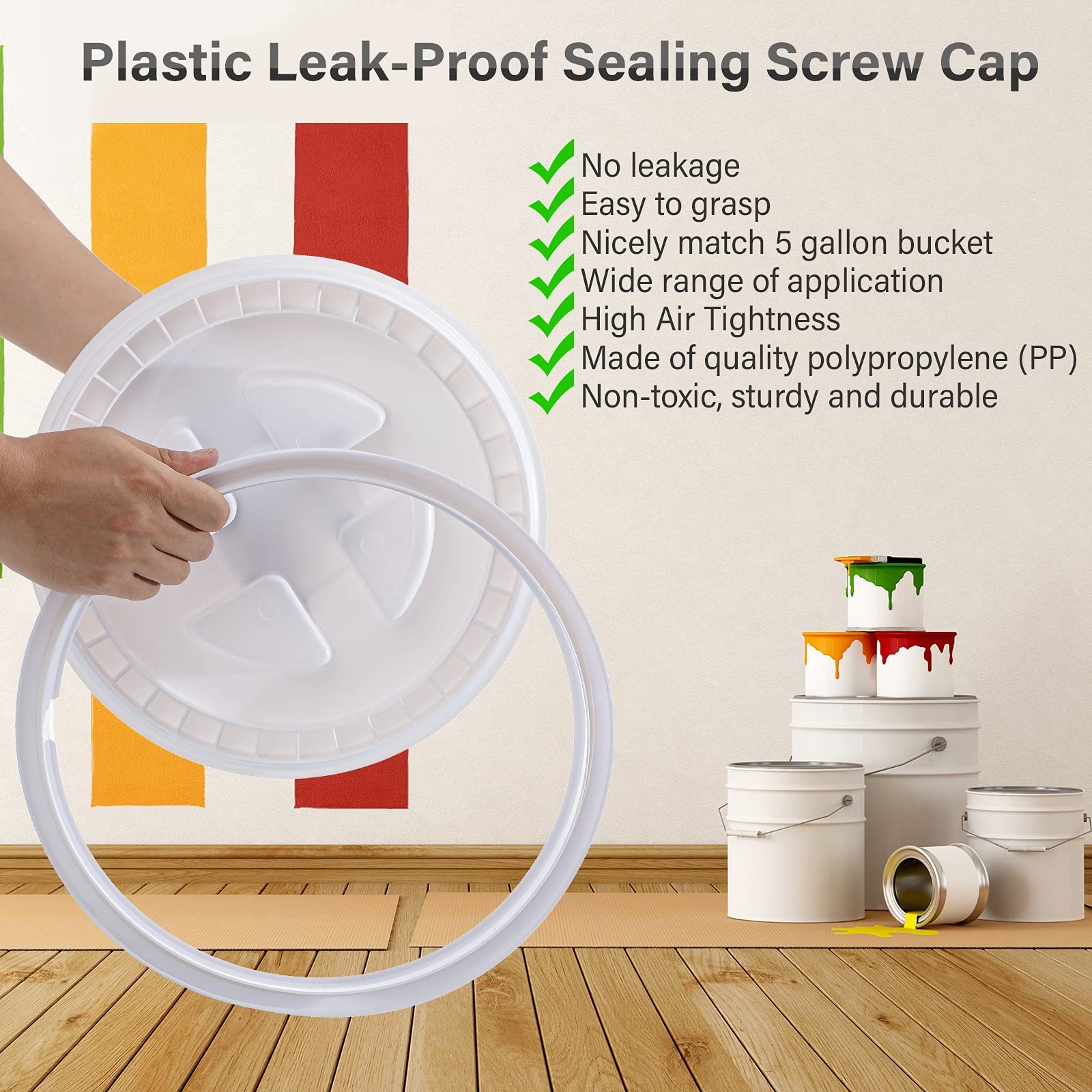 2 Pieces 5 Gallon Bucket Lids Screw Cap Plastic Leak-Proof Seal Storage gallery