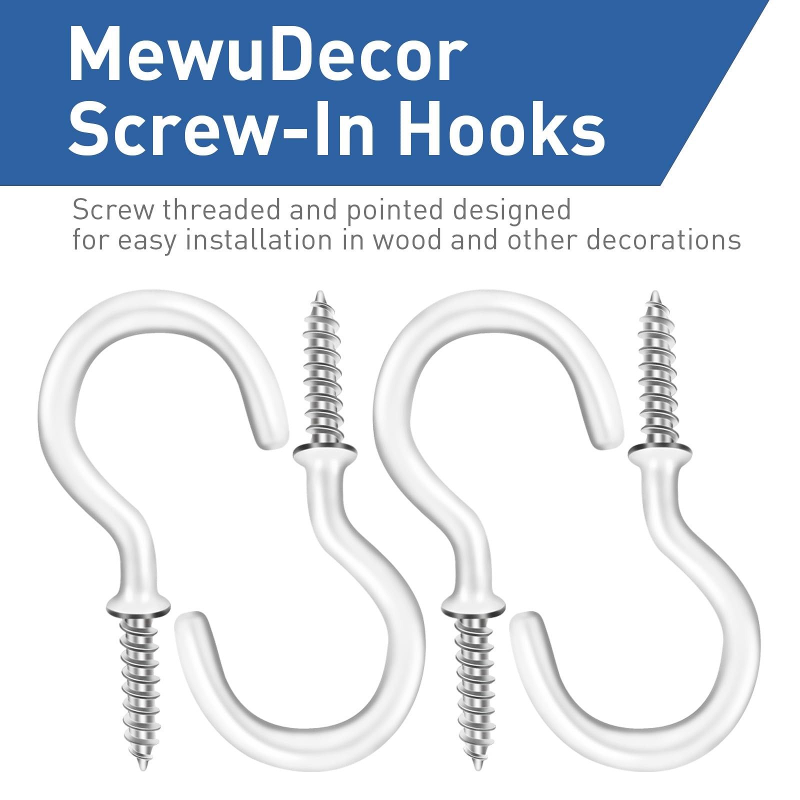 20 Pack 1-1/2 Inch Vinyl Coated Ceiling Hooks Screw-In Cup Hooks for Hanging gallery