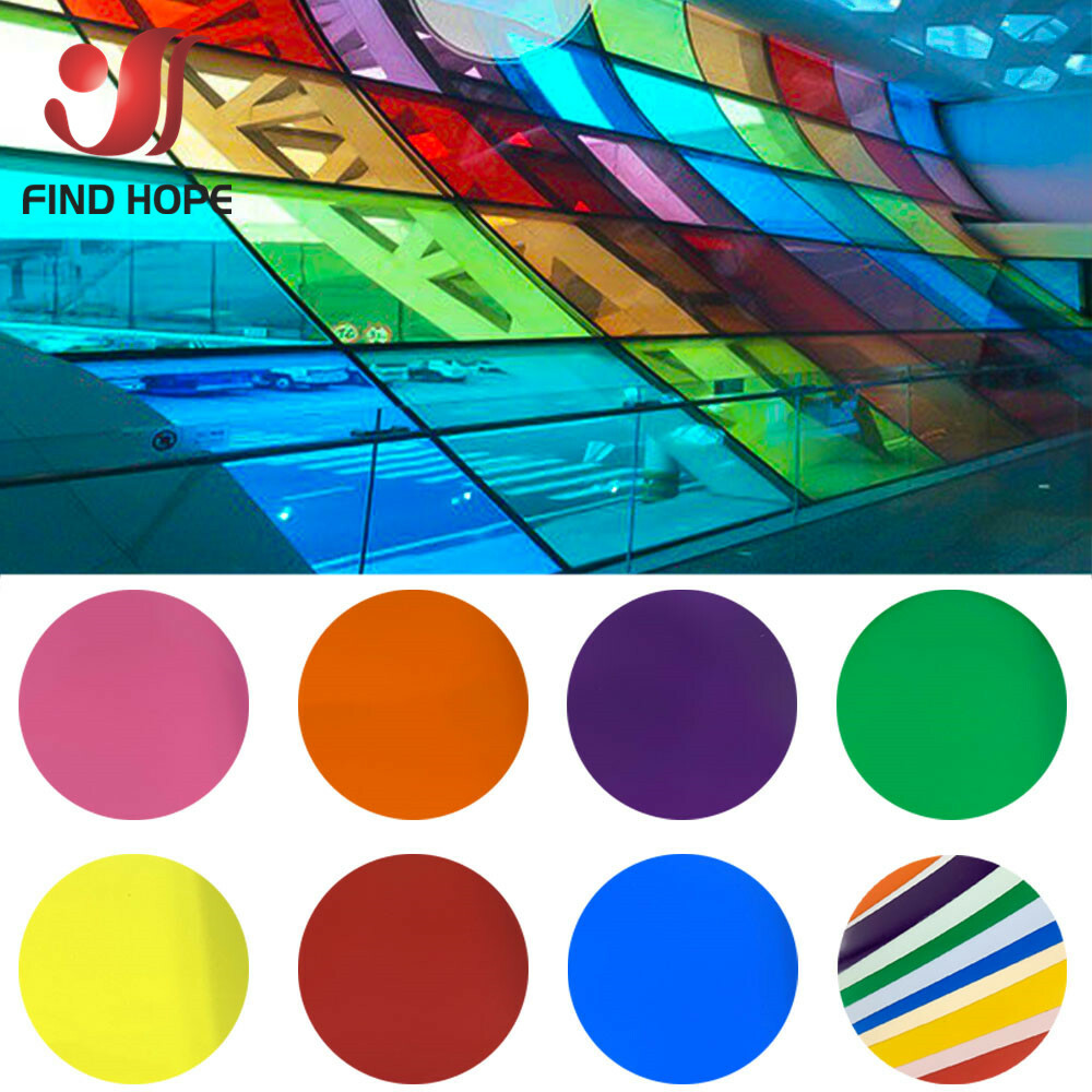 Transparent Colourful Window Film Stain Glass Tint Self Adhesive Decor Roll DIY gallery
