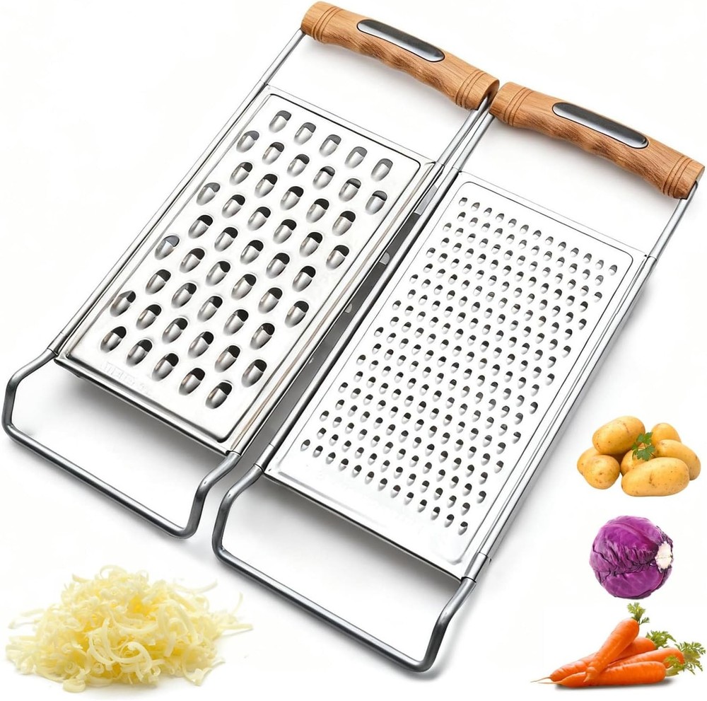 2 Pack Cheese Grater Handheld,Stainless Steel Zester Set of 2, Kitchen Flat Hand