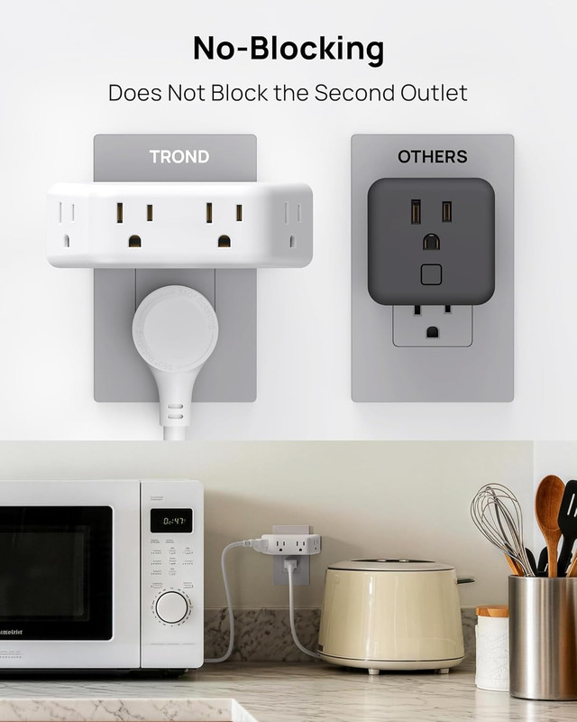 Outlet Extender Surge Protector - Multi Plug Wall Outlet with 4 Grounded Sockets gallery