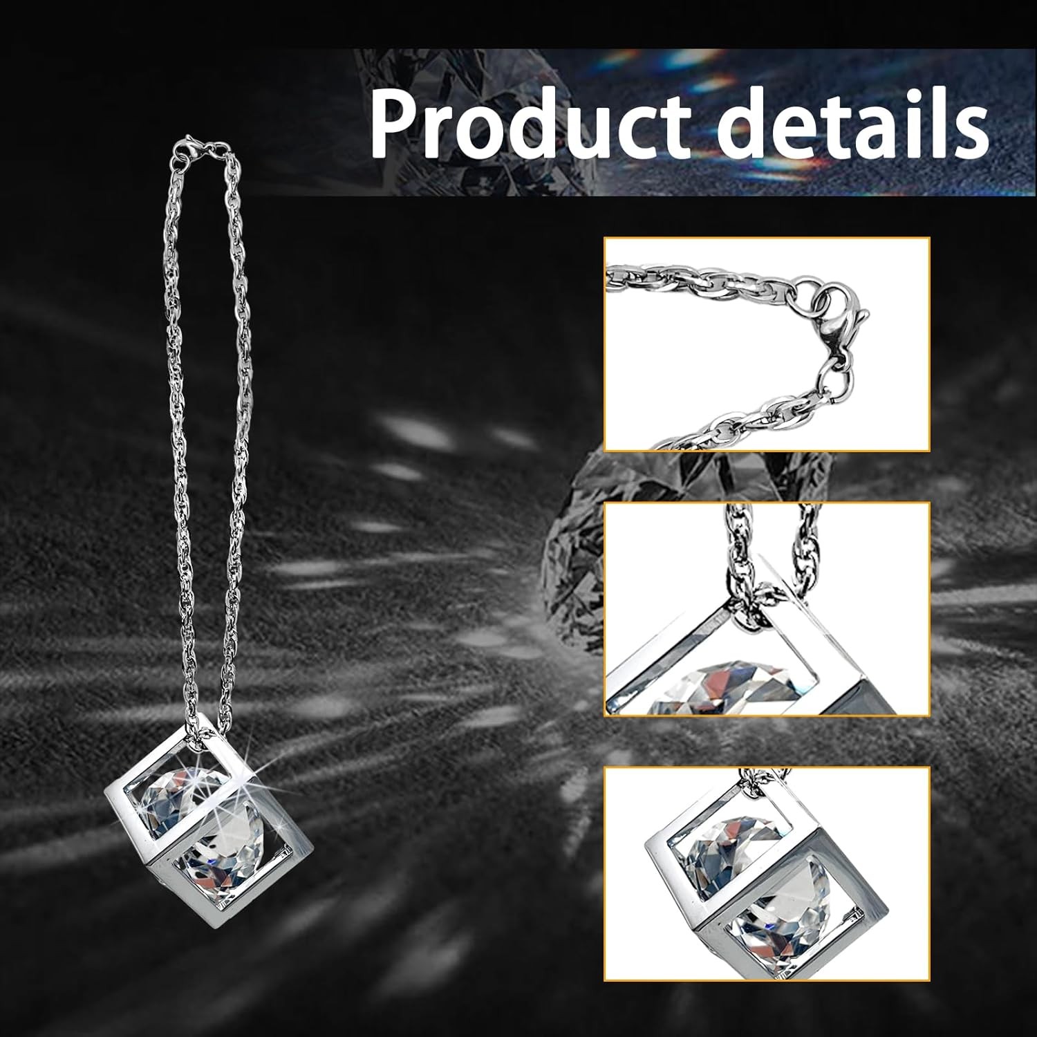 Bling Diamond Cube Car Rear View Mirror Charms, Crystal Sun Catch Color: White gallery
