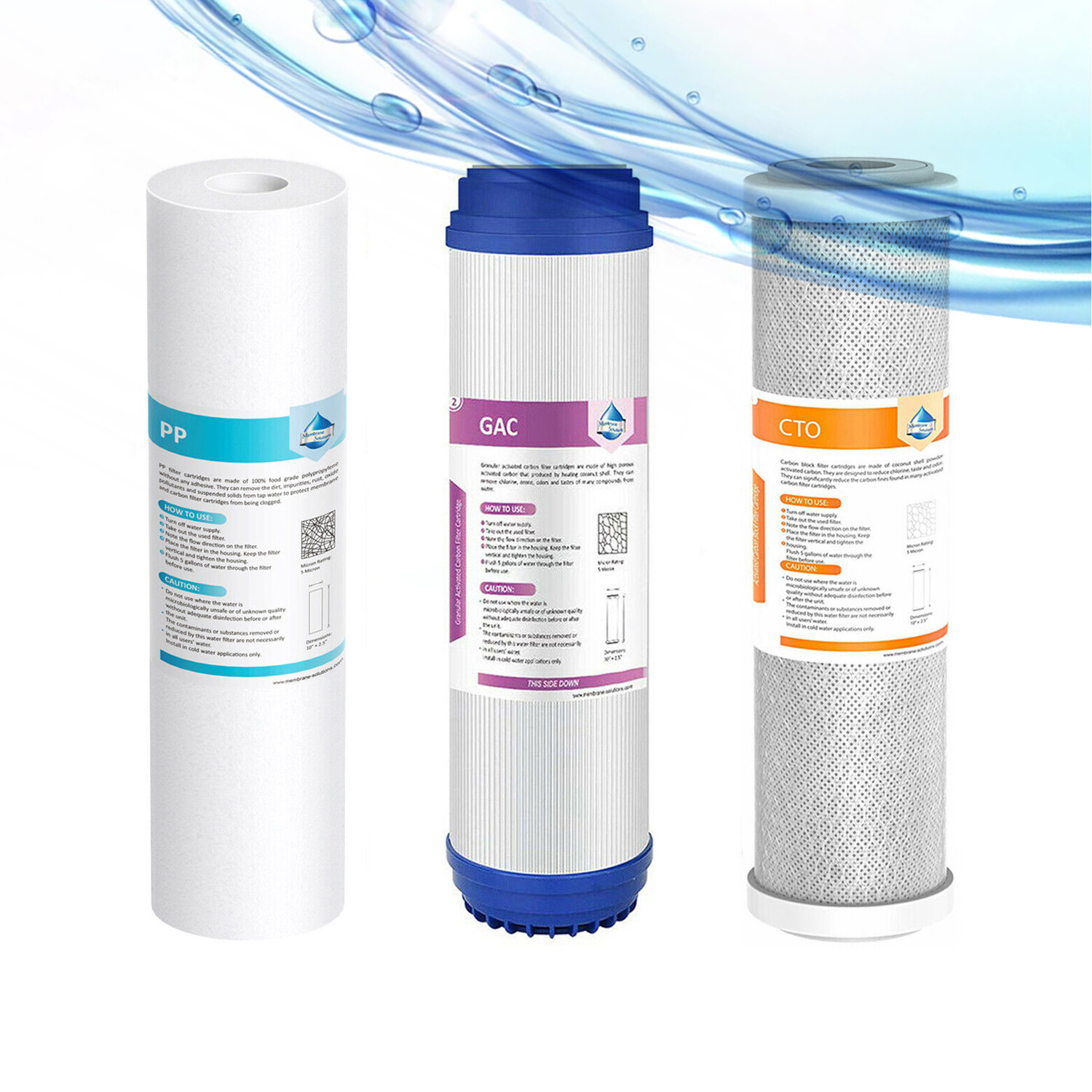 3 Stage PP Sediment GAC CTO Activated Carbon Water Filter RO System 6-Month Set gallery