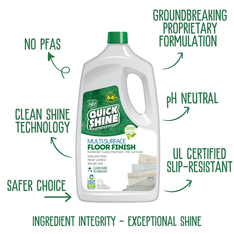 Quick Shine Multi-Surface Floor Finish-Polish 64oz-4pk | Safer Choice, No PF... gallery