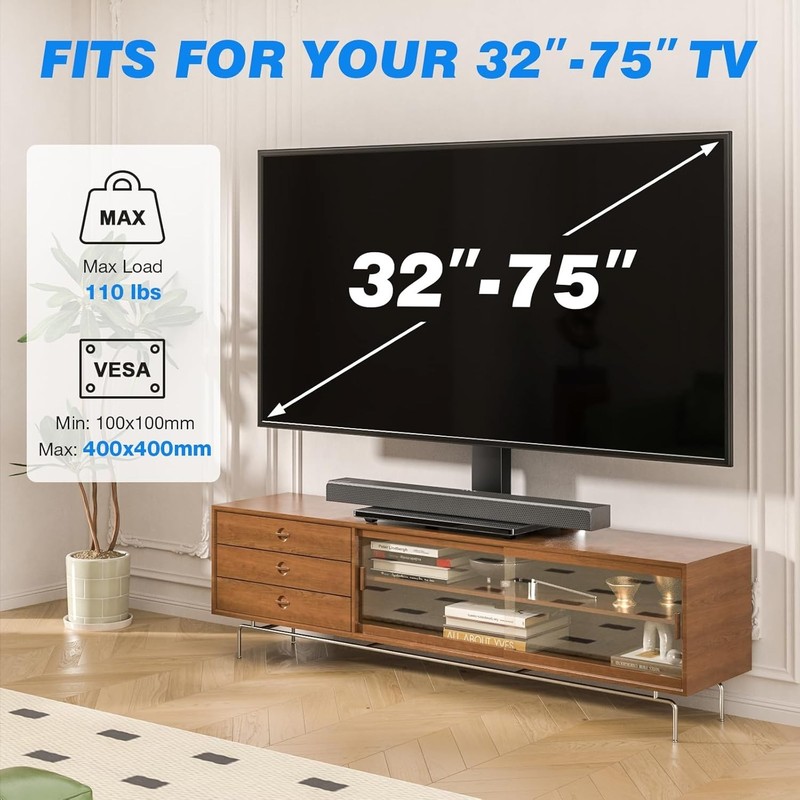 Height Adjustable Universal TV Stand for 32-75 Inch Screens - Swivel Design gallery