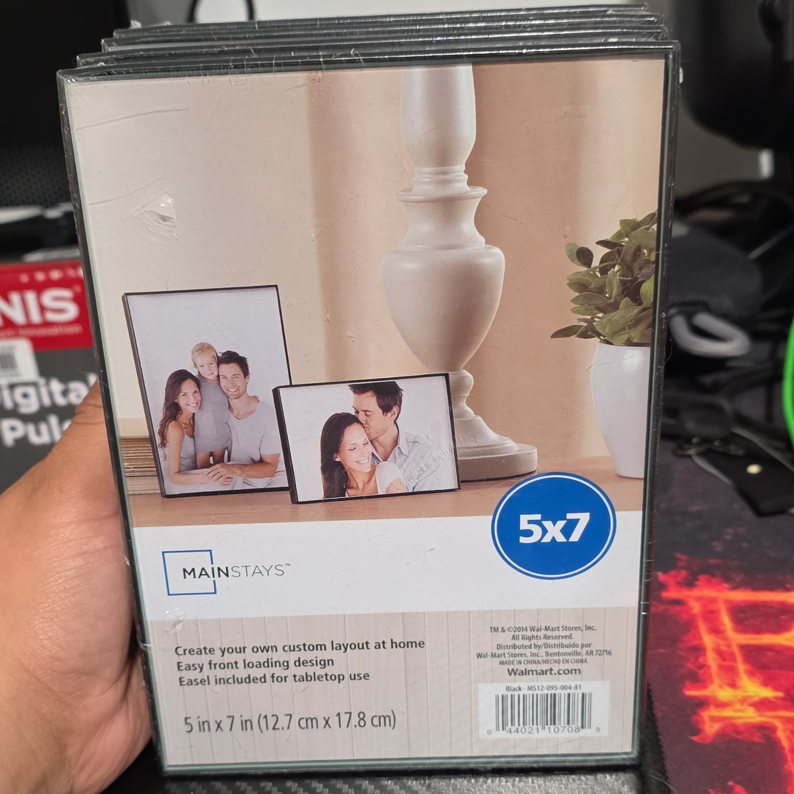 Mainstays Black 5x7 Tabletop Photo Frame, Front-Loading, Easel Back, Plastic gallery