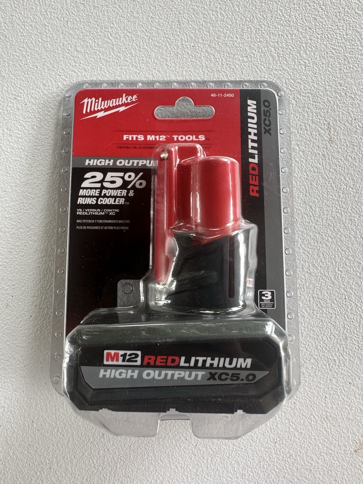 Milwaukee M12 High Output XC5.0 Lithium-Ion Battery Pack - Red (48-11-2450) gallery