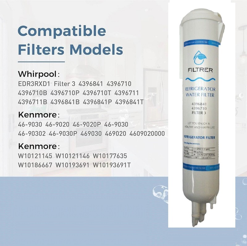 4 Pack Refrigerator Water Replacement Filter EDR3RXD1 9083 4396841 4396710 gallery