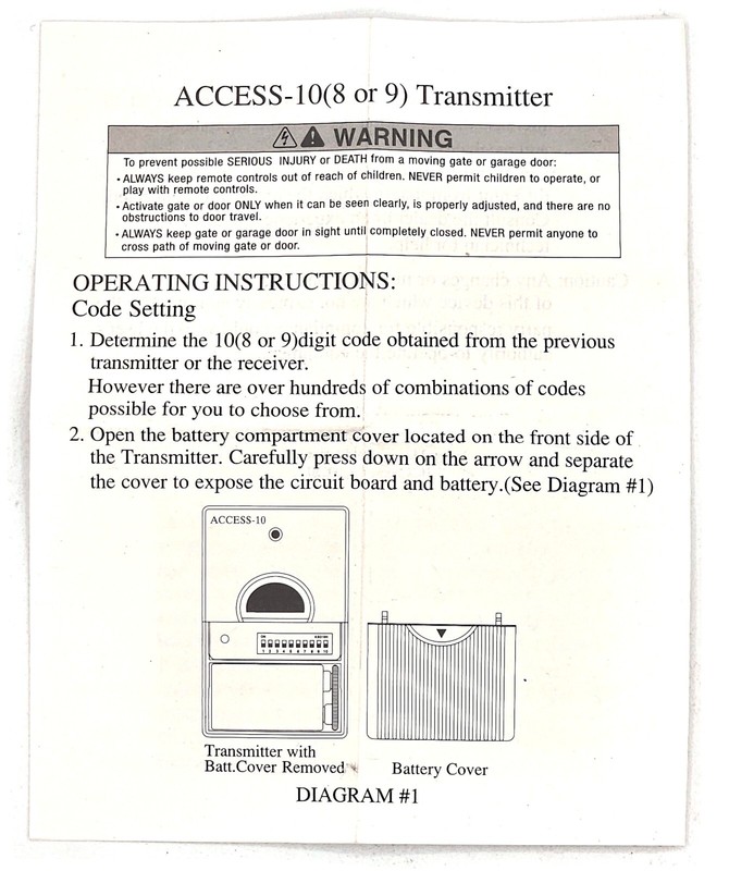 9 Digit Code Remote Control Garage Door/Gate Transmitter Opener MultiCode 318Mhz gallery