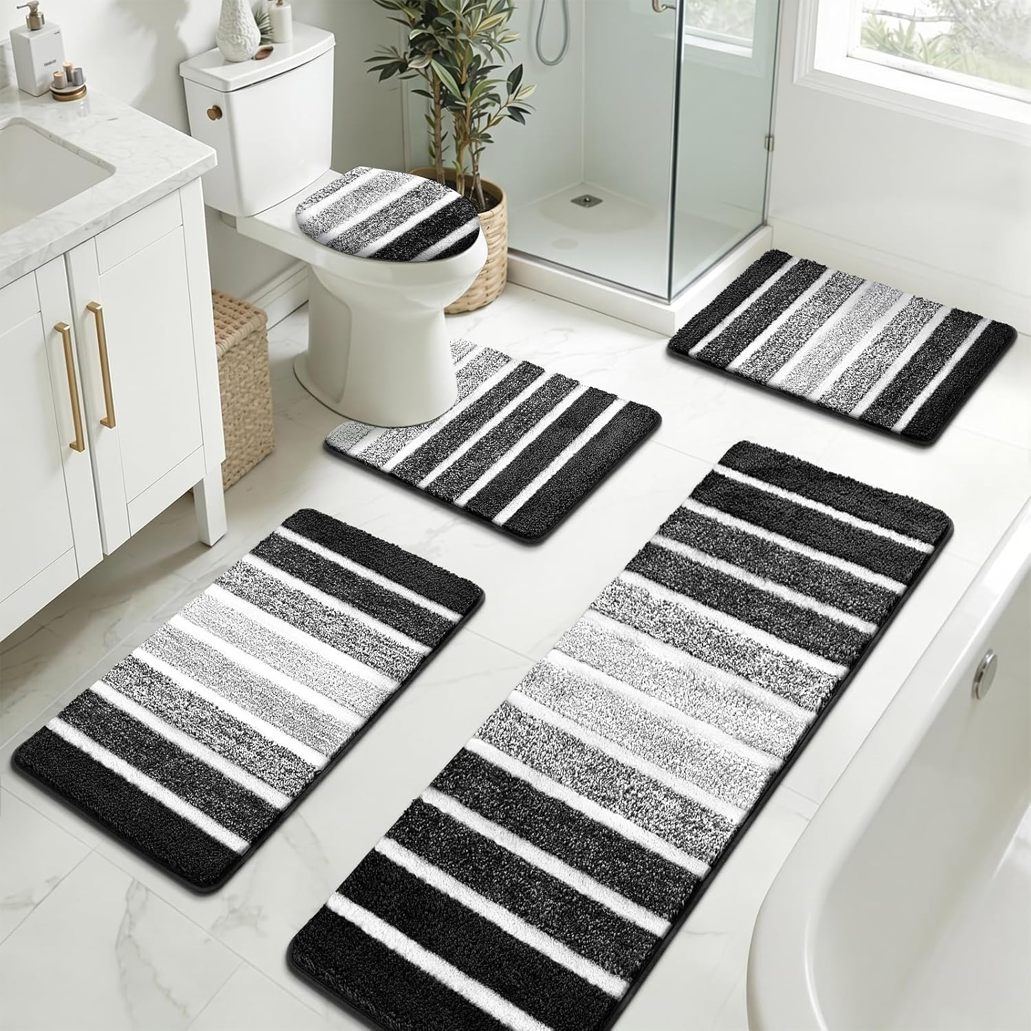 Yamaziot Bathroom Rugs Sets 5 Piece, Microfiber Bath Mat for Bathroom, Non Slip gallery