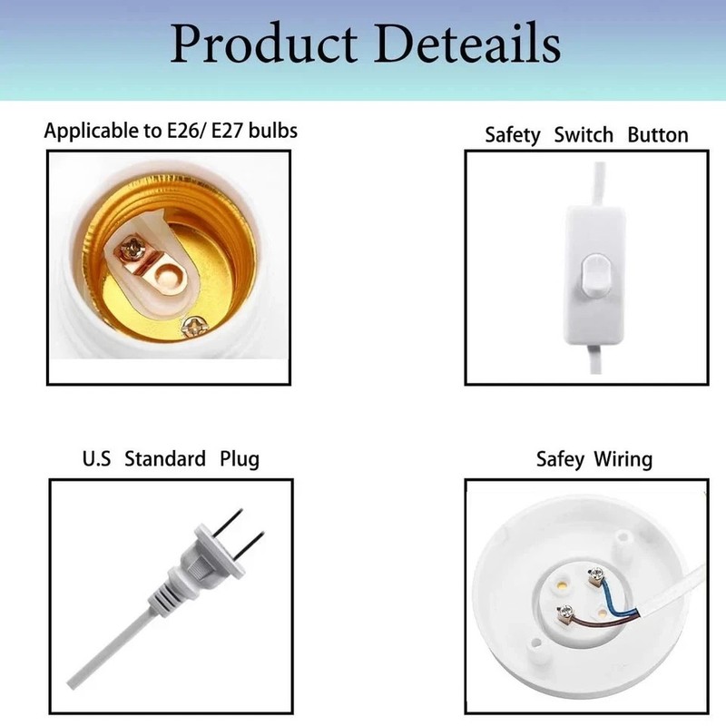 15 FT Light Bulb Base with Cord E26/E27 Light Socket with On/Off Switch, 110V-25 gallery
