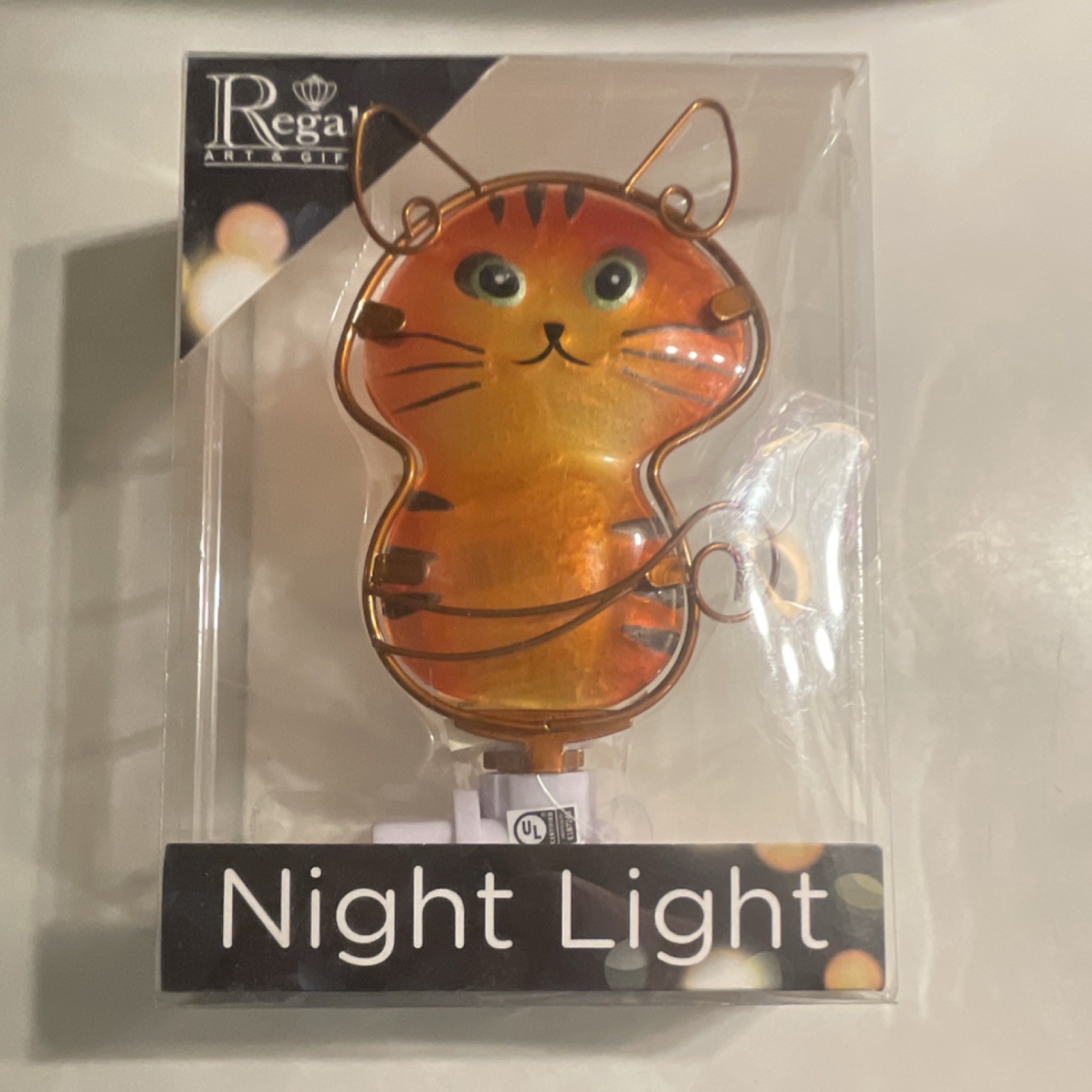 Regal Art & Gift Cat Night Light Orange & Black Wall Mounted UL Listed gallery