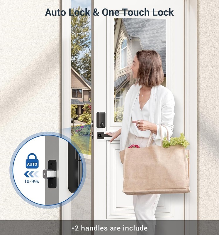 Fingerprint Door Lock Set, Keyless Entry Door Lock, Front Handle Set, Electro... gallery