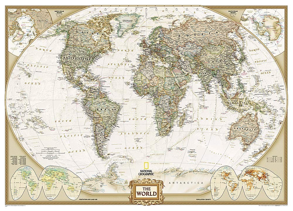 Large World Wall Map - Executive Mural 116.25 x 77 in - Educational Reference De
