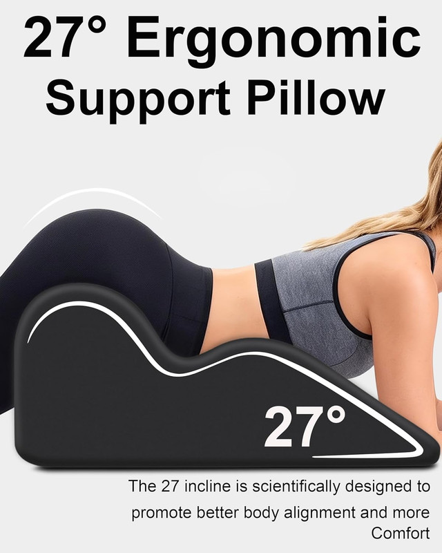 Ergonomic Memory Foam Wedge Pillow, 27° Angled Support for Neck and Waist, Multi gallery
