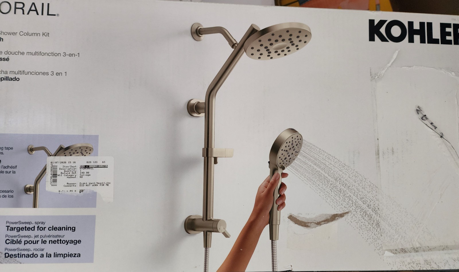 Kohler Hydrorail R38001-G-BN 3-in-1 Multifunction Showerhead Kit BRUSHED NICKEL gallery