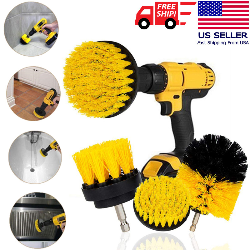 3 PCS Drill Brushes Set Tile Grout Power Scrubber Cleaner Spin Tub Shower Wall gallery